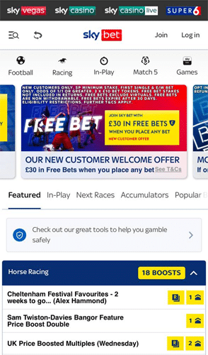 Sky Bet screen gpoint